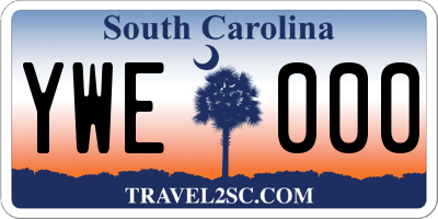 SC license plate YWE000
