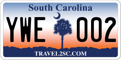 SC license plate YWE002