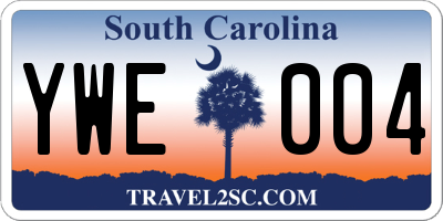 SC license plate YWE004