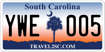 SC license plate YWE005