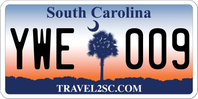 SC license plate YWE009