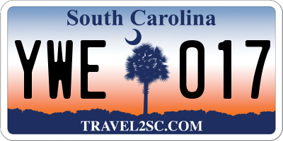 SC license plate YWE017