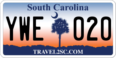 SC license plate YWE020