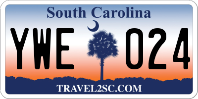 SC license plate YWE024