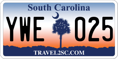 SC license plate YWE025