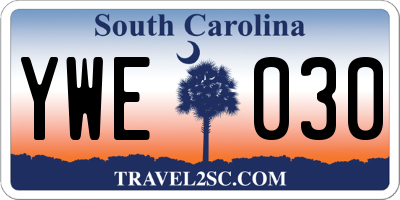 SC license plate YWE030