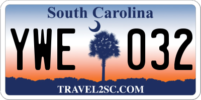 SC license plate YWE032