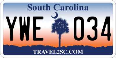 SC license plate YWE034