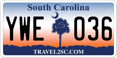 SC license plate YWE036