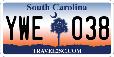 SC license plate YWE038