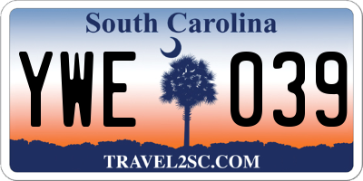 SC license plate YWE039