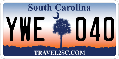 SC license plate YWE040
