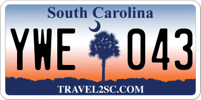 SC license plate YWE043