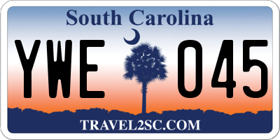 SC license plate YWE045