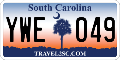 SC license plate YWE049