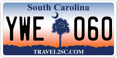 SC license plate YWE060