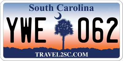 SC license plate YWE062