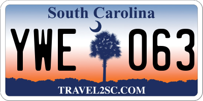 SC license plate YWE063
