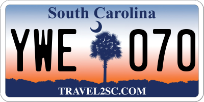 SC license plate YWE070