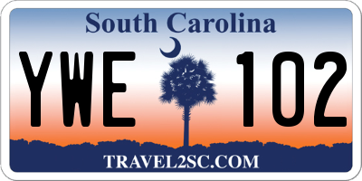 SC license plate YWE102