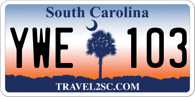 SC license plate YWE103