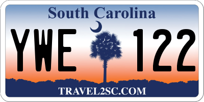 SC license plate YWE122