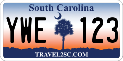 SC license plate YWE123