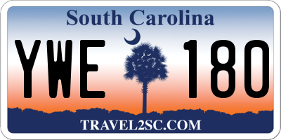 SC license plate YWE180