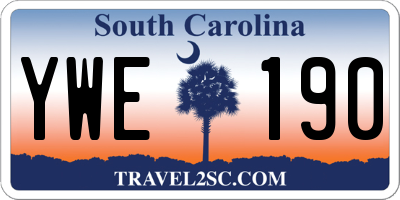 SC license plate YWE190