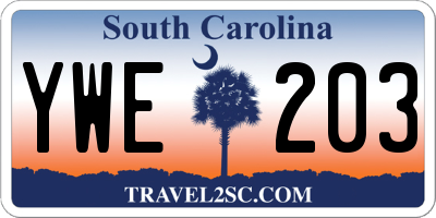 SC license plate YWE203