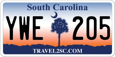 SC license plate YWE205