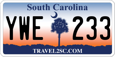 SC license plate YWE233