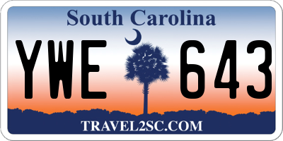 SC license plate YWE643