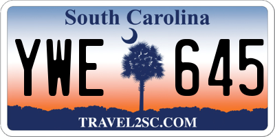 SC license plate YWE645