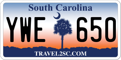 SC license plate YWE650