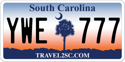 SC license plate YWE777