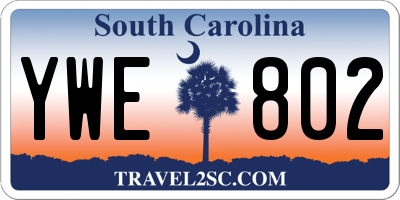 SC license plate YWE802