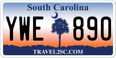 SC license plate YWE890