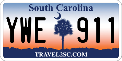 SC license plate YWE911