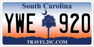 SC license plate YWE920