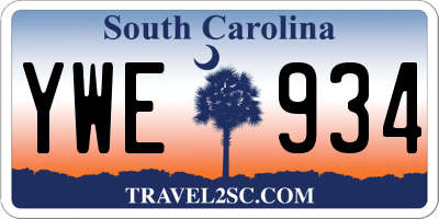 SC license plate YWE934