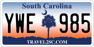 SC license plate YWE985