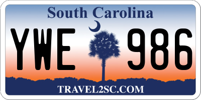 SC license plate YWE986