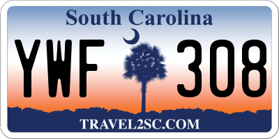 SC license plate YWF308