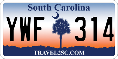 SC license plate YWF314