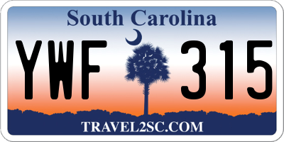 SC license plate YWF315