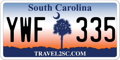 SC license plate YWF335