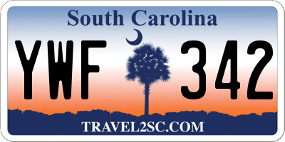 SC license plate YWF342