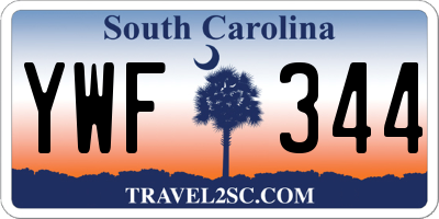 SC license plate YWF344