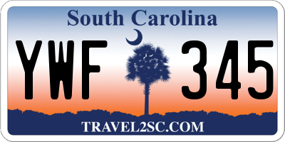 SC license plate YWF345